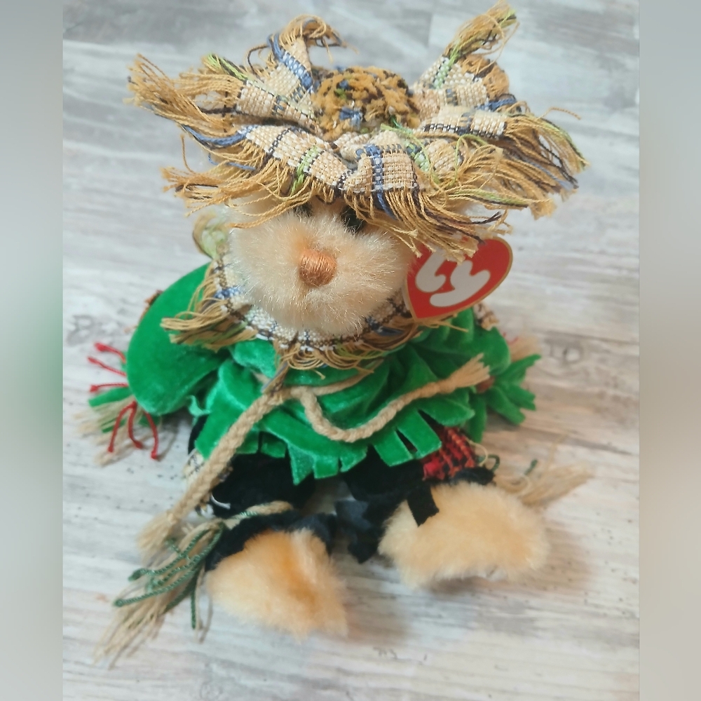 Vintage Ty Beanie Babies Attic Treasures Collection Alfalfa Scarecrow Bear